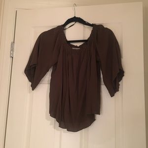 Olive green off the shoulder top.